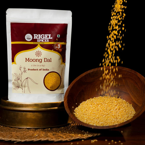 2 Lbs Nutrient-Packed Rigel Spices Moong Dal - Protein-Rich Yellow Mung Beans - Quick-Cooking Elegance - Split Mung