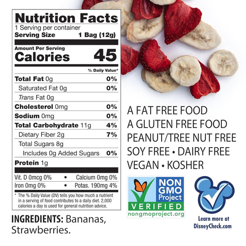 0.42 Oz (Pack 12), 100% Brothers All Natural Disney Freeze Dried Fruit Crisps, Banana Strawberry, of Made with Fruit
