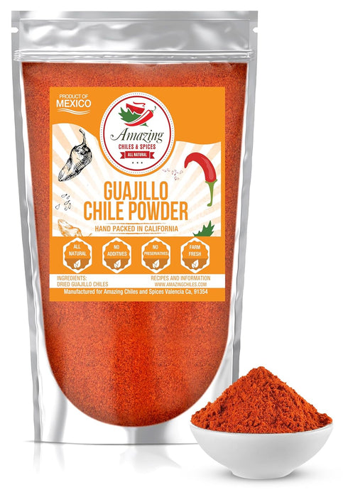 Guajillo Chile Powder Ground (8oz) – Natural Premium Spice for Chili, Sauces, Stews, Salsa, Meat Rubs, Mole