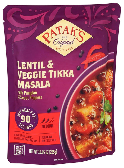 Patak's Lentil and Veggie Tikka Masala, Ready To Heat Curry, 10.05 Fl Oz