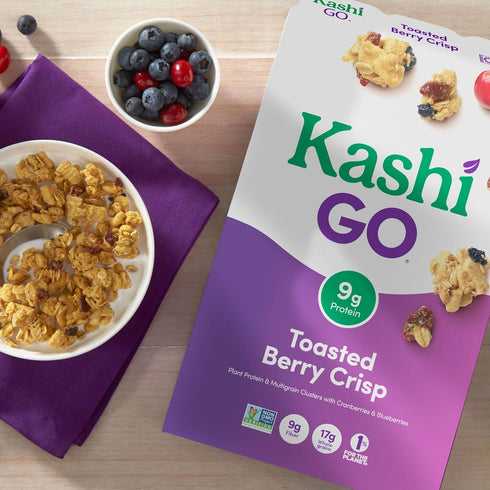 Kellogg's 14oz (1 Kashi GO Breakfast Cereal, Vegan Protein, Fiber Cereal, Toasted Berry Crisp, Box Box)