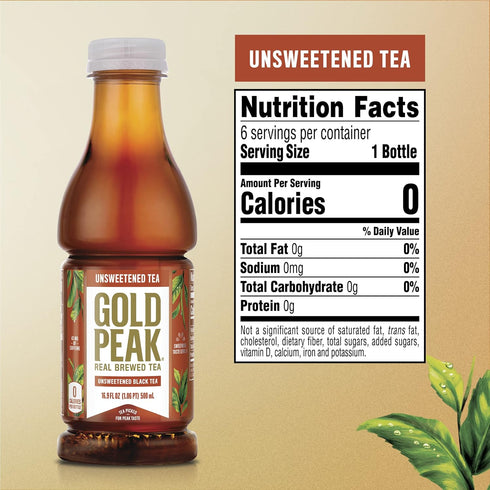 16.9 oz, 6 Pack Gold Peak Tea, Unsweet Tea, fl