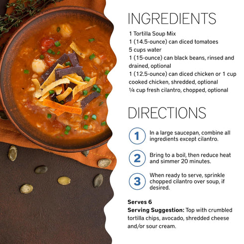 Southern Living Tortilla Soup Mix, Fresh Ingredients, 2 Seasoning Packets for Family Dinner, Gourmet Meal