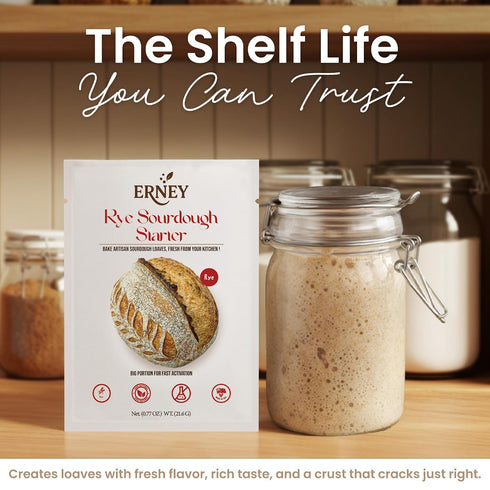 ERNEY 1 pack Dehydrated Rye Sourdough Starter for Bread Making - Perfect Rise Rye Sourdough Bread Flour