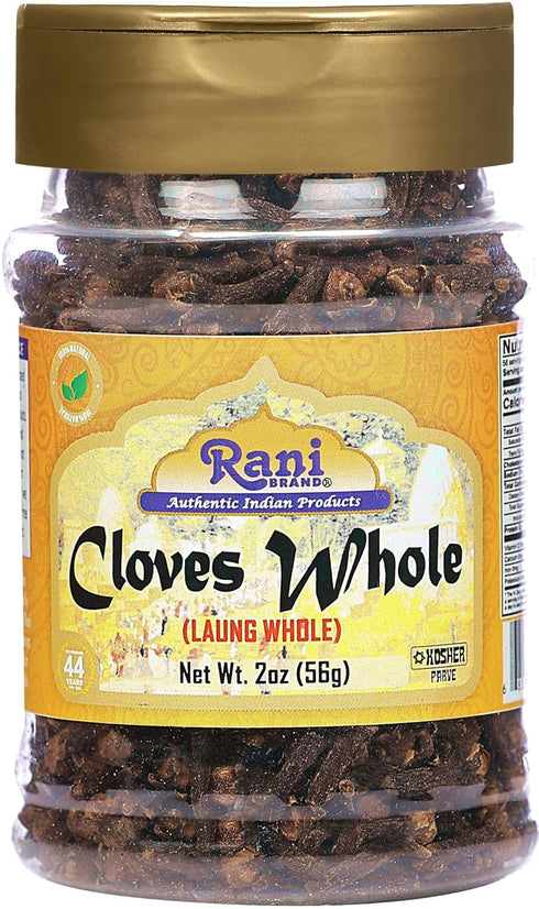 Rani Cloves Whole (Laung), 2oz (56g) PET Jar, Great for Food, Tea, Pomander Balls, All Natural