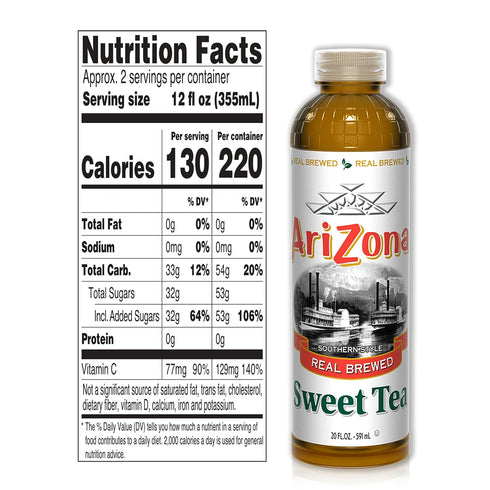 20 Oz, Pack 24 AriZona Sweet Tea Premium Brewed Southern Style, Fl