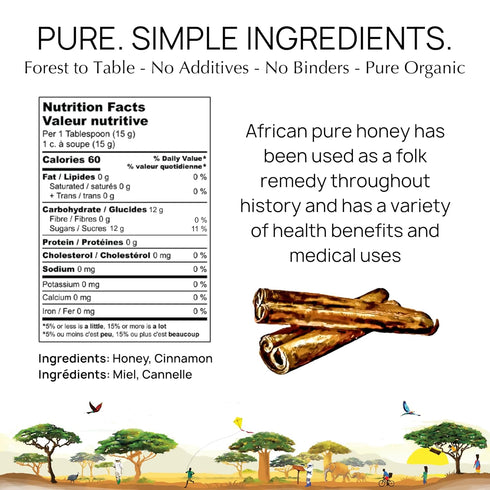 African Bronze Seal 12.35oz Cinnamon & Honey Infused with Grounded Ceylon Cinnamon, Organic Raw Honey in Glass Jar
