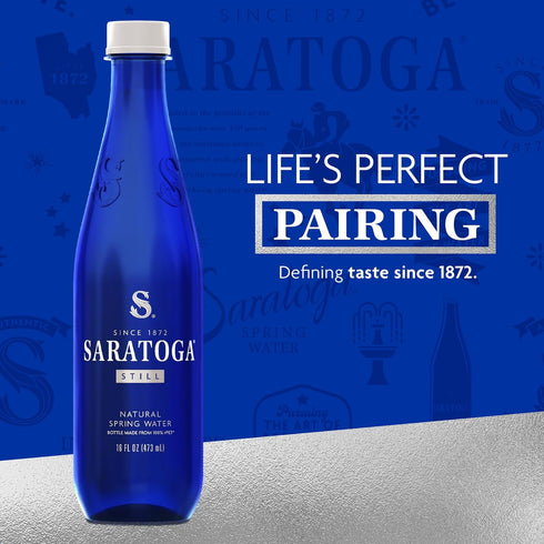 24 Pack 16 Oz Saratoga Spring Water Bottles, Still Bottled Water Recycled PET Plastic Bottles Fl