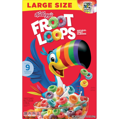 13.2oz (1 Kellogg's Froot Loops Breakfast Cereal, Fruit Flavored, Breakfast Snacks with Vitamin C, Large Size