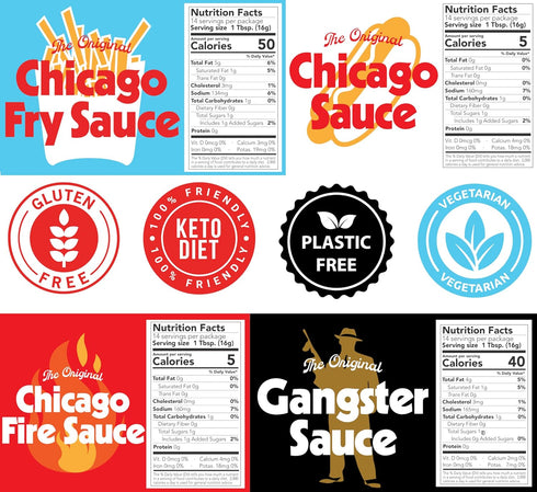 Pack 4-Bottle Set The Chicago Sauce Series | Big Fork Gourmet Variety Original, Fire, Fry & Gangster Flavors | |