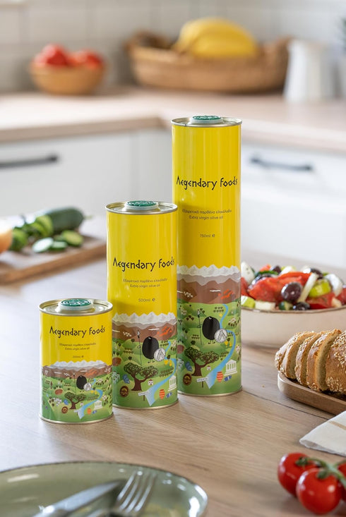 750ml Extra Virgin Olive Oil Tin, Great Taste Cold Pressed, Fruity Flavor, Polyphenol Rich Olive Oil from the Land