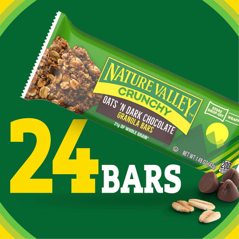 24 17.88 oz (12 Nature Valley Crunchy Granola Bars, Oats 'N Dark Chocolate, Bars, Pouches)