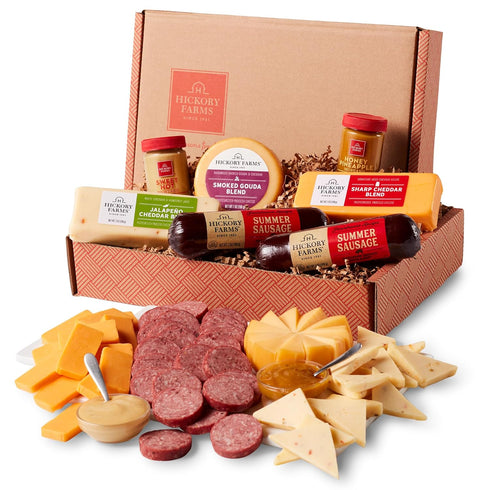 Set Summer Package Hickory Farms Farmhouse Meat and Cheese Food Gift Basket (Medium) - Box | Charcuterie Board Food |