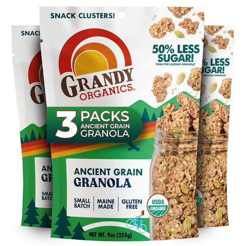 Grandy Organics Ancient Grain Granola - 6g Protein Snackable Granola Clusters -
