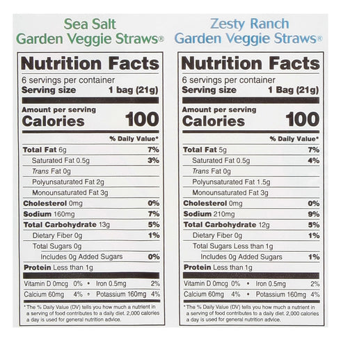 Multi-Pack, 0.75 oz (Pack 12) Sensible Portions Veggie Straws Sea Salt & Zesty Ranch, Kid Snacks, Veggie Snacks, Bag