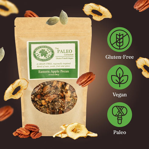 3 Pack Maple Nut Kitchen Eastern Apple Pecan Paleo Granola Grain Free, Vegan, Gluten Free, No Sugar Added, Low Carb