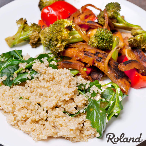 5.46 Pack 6 Roland Foods Roasted Garlic Seasoned Quinoa, Ounce Bag