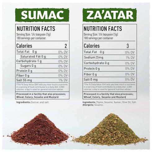 Set, 6.4oz 6.4oz, Pack, Hummus, Sumac and Zaatar Sumac Spice + Zaatar Spice Twin Essential Duo, Za'atar Seasoning