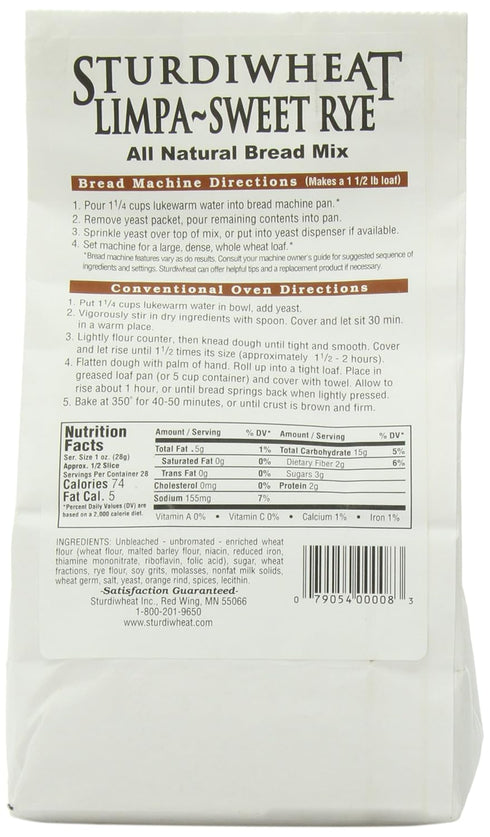 1.31 (Pack 4) Sturdiwheat Bread Limpa Sweet Rye, Pound