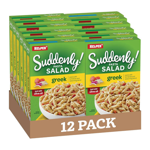 Suddenly Salad Greek Pasta Salad, 7.5 Oz (12-Pack), Quick and Easy Dish,