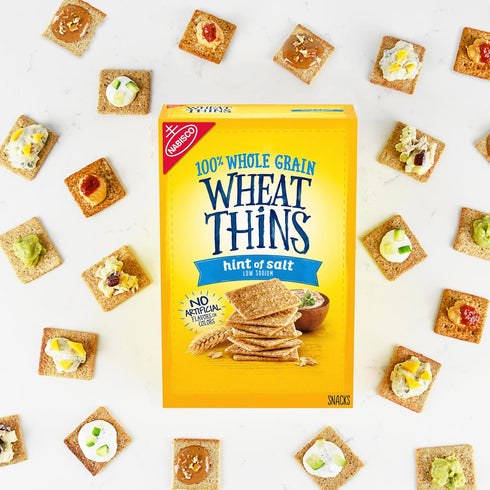 6 8.5 oz Wheat Thins Hint of Salt Low Sodium Snacks, Whole Grain Wheat Crackers, Bulk Snack Crackers, - Boxes