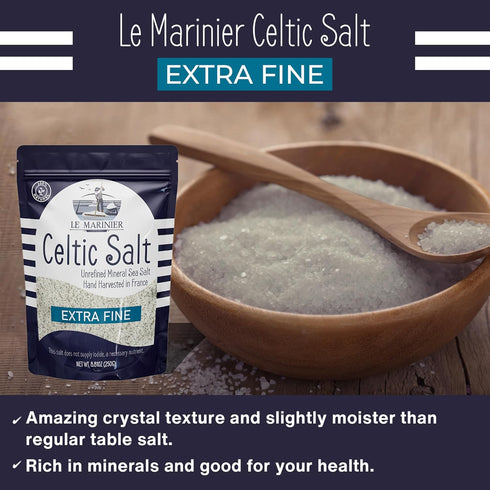 8.81oz 0.6lb. 100% (0.6lb Le Marinier French Sea Salt Extra Fine, Celtic Salt Organic- Natural, Mineral Rich