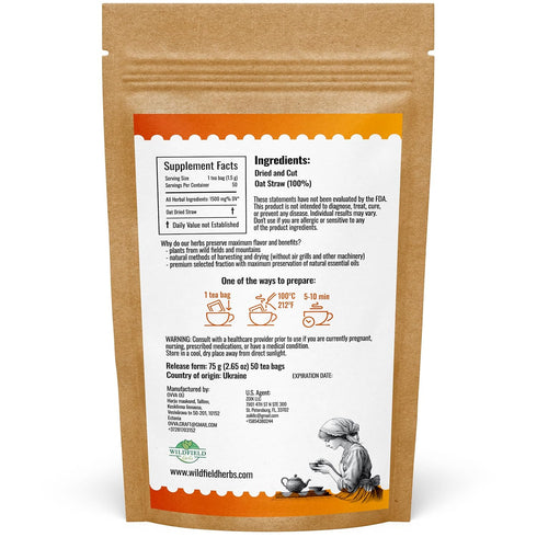 50 50 Count 1.5g Bags Oatstraw Tea Oat Straw Herb Tea (Avena Sativa L.) - Bags Oat Straw Loose Leaf Herb Hierba De Paja