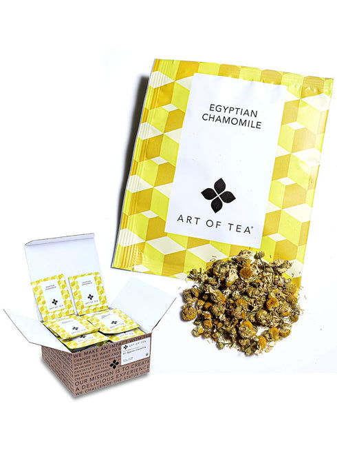 Art of Tea Organic Egyptian Chamomile Tea Bags, Caffeine Free Herbal Tea, 50 Eco-Friendly Pyramid Sachets