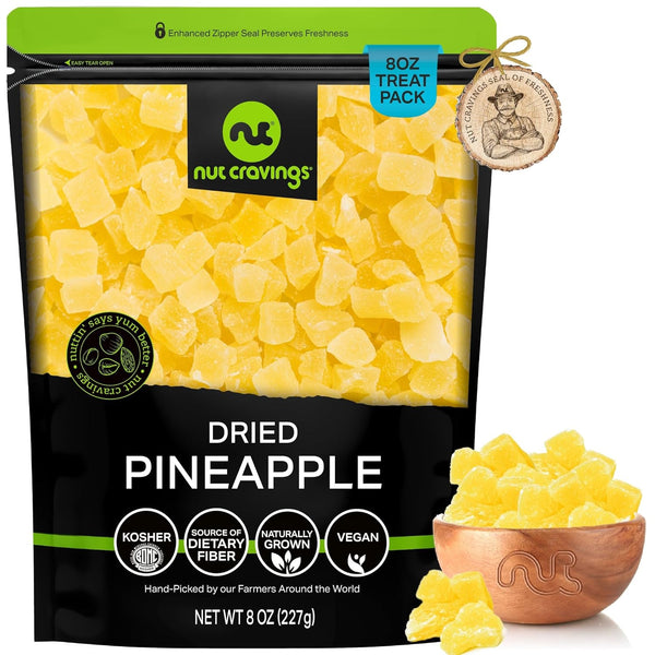 NUT CRAVINGS - Dried Pineapple Chunks, Lightly Sweetened (8oz, 1 Pack) Sweet