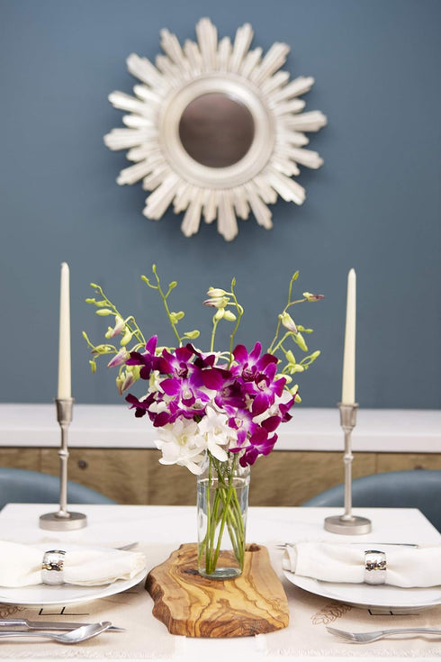 KaBloom - Exotic Opal Orchid Bouquet of Purple and White Orchids without Vase - Fresh Flowers for Birthday, Valentine's
