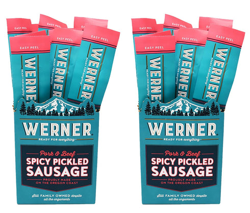 Werner Spicy Pickled Sausage Pack of 24 Pork & Beef Sausages 1.7