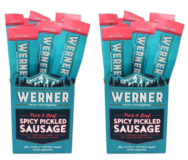 Werner Spicy Pickled Sausage Pack of 24 Pork & Beef Sausages 1.7
