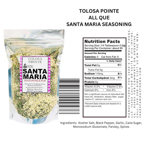 Tolosa Pointe 14 Oz (396g) All Que Santa Maria Seasoning & BBQ Rub for Chicken, Steak, Pork, Ribs, Prime Rib Roast, BBQ