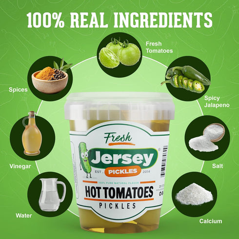 (Set 2 Jersey Pickles - Hot Pickled Tomatoes Pickled Vegetable Handcrafted Gourmet Tomatoes for Sandwiches, Charcuterie