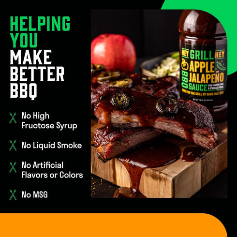 Hey Grill Hey | BBQ Sauce | Sweet and Spicy Sauce | BBQ Glaze | Pulled Pork, Ribs | Grilling Essentials | Apple