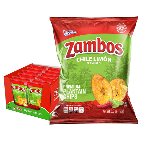Zambos Chile Limn Plantain Chips, 5.3 oz Crunchy Snack, Gluten Free Bold