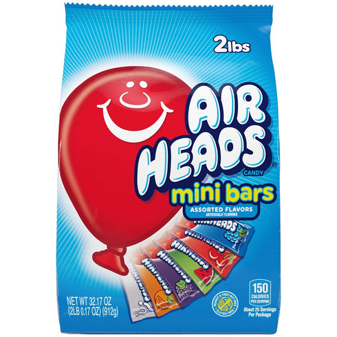 Pack, 80 Count (4-Pack) Airheads Mini Candy Bars, Taffy Variety Individually Wrapped Bulk Candy, Six Assorted Fruit