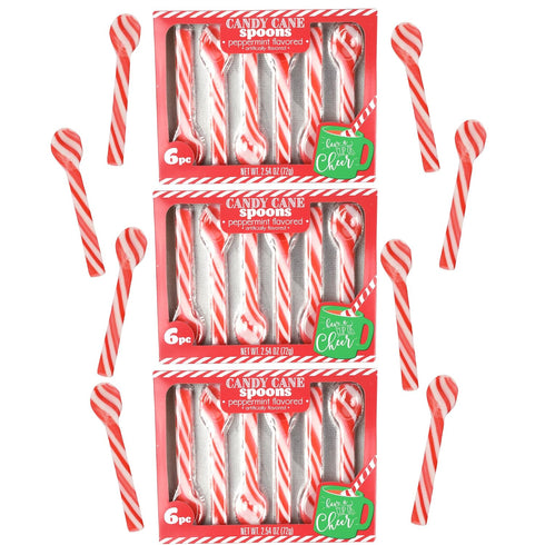 6 2.54 (Pack 3) Sweetzo Christmas Peppermint Stirring Spoons, Festive Hot Cocoa Essentials, Spoons in Each - Ounces