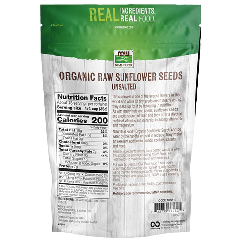 16-Ounce (Packaging NOW Foods, Certified Organic Sunflower Seeds, Raw and Unsalted, Source of Fiber and Vitamin E