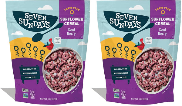 Seven Sundays Sunflower Cereal, Real Berry, 8 Oz Bag, Grain & Gluten