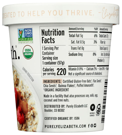 2 Purely Elizabeth, Superfood Oats Cup Original, Ounce