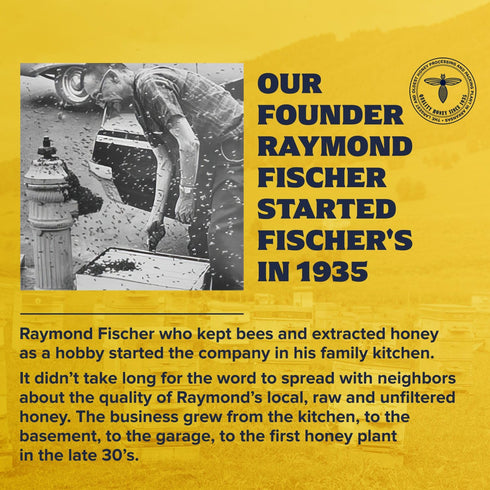 40 oz 100% Packed Fischer's Pure Clover Honey Pure, Raw and Unfiltered Honey in a Squeeze Bottle All-Natural Sweetener
