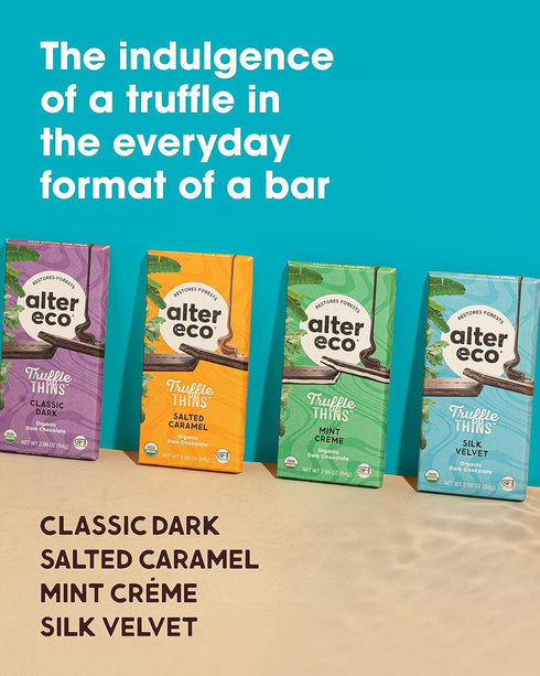 Packaging (1-Pack Alter Eco Mint Creme Truffle Thins, Chocolate Bar with Gooey Ganache Truffle Filling, Gluten-Free