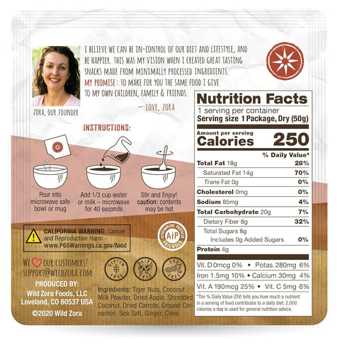 (5-Pack) Wild Zora - Instant Grain-Free Hot Cereal - AIP Baked Apple