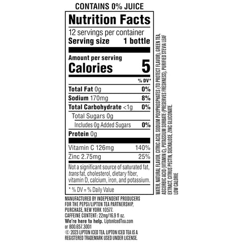 Immune 16.9 oz (12 Pack), Packaging Lipton Support Zero Sugar Iced Tea, Green Tea Pineapple Mango, fl Bottles, Vitamin