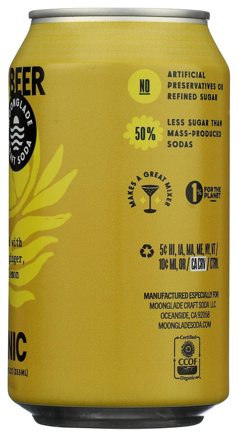 (12 Pack) NEW! Moonglade Organic Ginger Beer, Small Batch, Craft Mixer, Non-Alcoholic, Fizzy, Spicy, Craft Soda