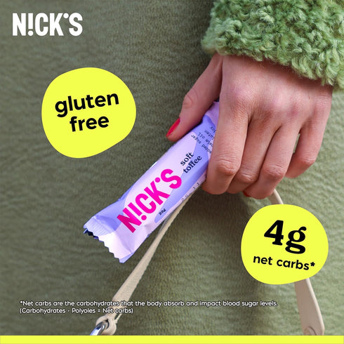 Sugar,110 3.5 15-Pack (28g NICKS Soft Toffee Chocolate Candy Bar with Caramel Sauce Without Added Calories, Net Carbs
