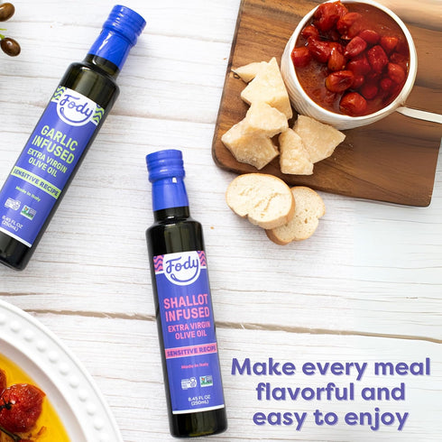 8.45 Oz (Pack 2), Fody Foods Garlic & Shallot Infused Extra Virgin Olive Oil, of Low FODMAP Certified, Gut & IBS
