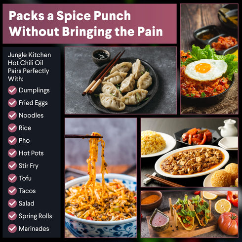 Jungle Kitchen Spicy Crunchy Garlic Chili Oil - Vegan & Gluten-Free, 6oz Spicy Chili Crisp