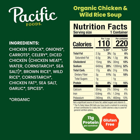 16.3 oz Pacific Foods Organic Chicken and Wild Rice Soup, Can